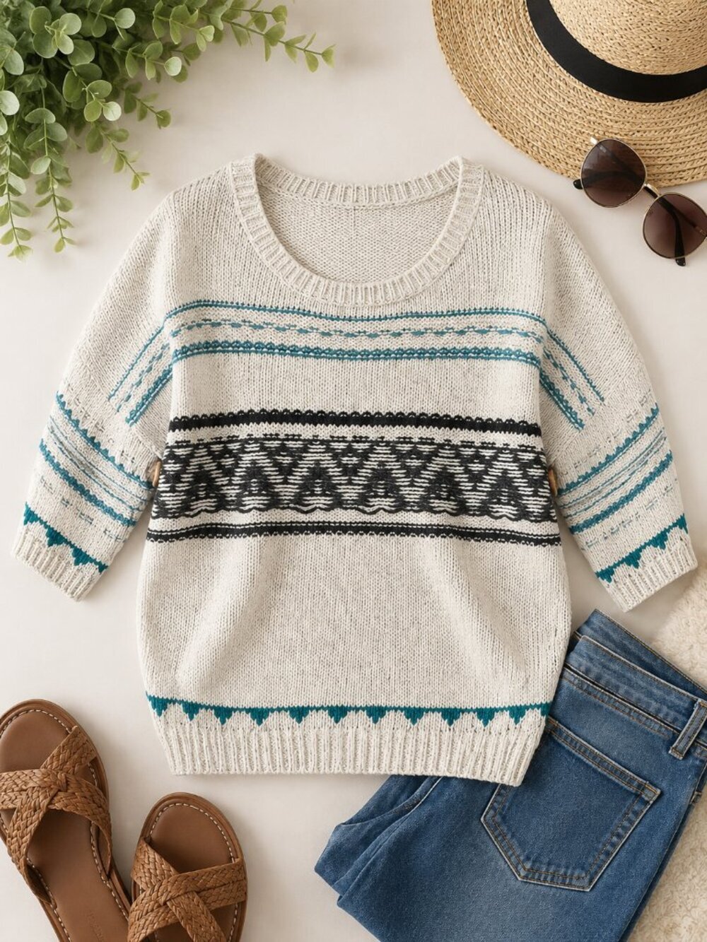 American Eagle Outfitters Women’s Medium Striped Knit Sweater Cotton Blend